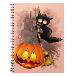 Carnet Chat effrayé par Citrouille Fun Halloween caractèr
