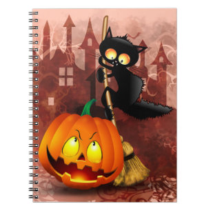 Carnet Chat effrayé par Citrouille Fun Halloween caractèr