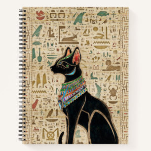 Carnet Chat égyptien - Bastet sur le papyrus