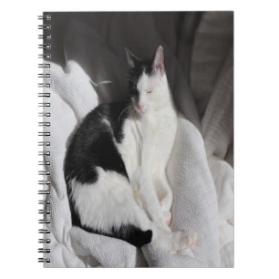 Carnet Chat endormi noir et blanc/Ajoutez la photo de vot