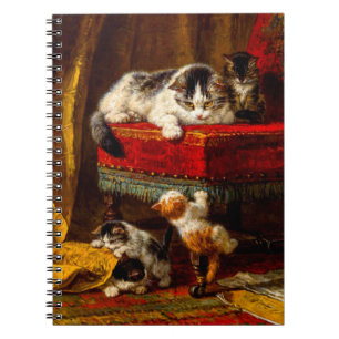 Carnet Chat et chatons jouant avec une chaise