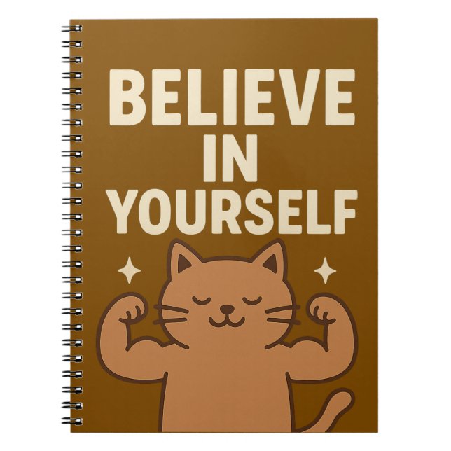 Carnet Chat Flexing Motivationnel - "Croyez en vous-même" (Devant)