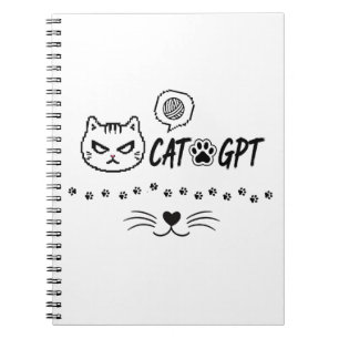 Carnet Chat GPT IA drôle Pixel Cat / Citation Tech de Cha