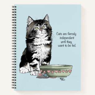 Carnet Chat gris tabby indépendant bleu mignon drôle