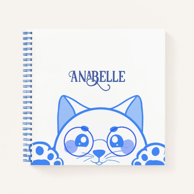 Carnet Chat Joli Avec Lunettes Rondes (Devant)