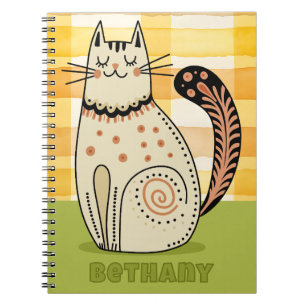 Carnet Chat Kitty Retro Milieu du Siècle Personnalisé