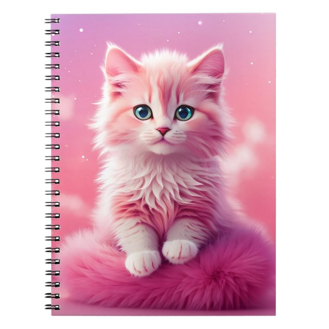 Carnet Chat Kitty Rose Fluffy Cute Dreamy (Devant)