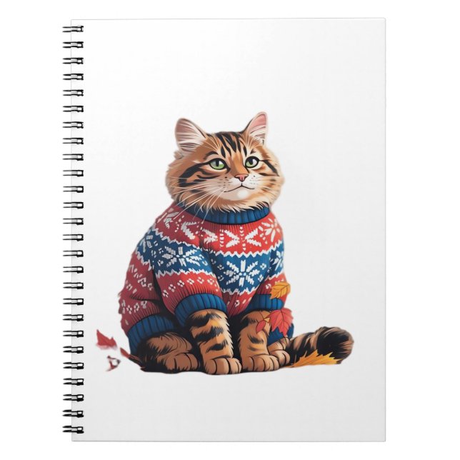 Carnet Chat Leaf Automne Bonjour Automne Funny Chat Kitte (Devant)