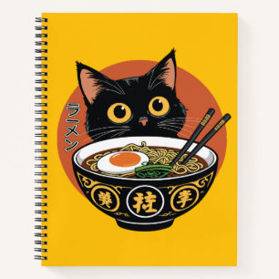 Carnet Chat mangeant des ramen