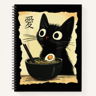 Carnet Chat mangeant des ramen