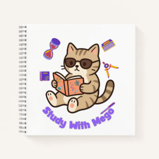Carnet Chat mignon étudiant avec des lunettes de soleil d