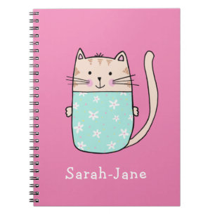 Carnet Chat mignon personnalisé nom rose