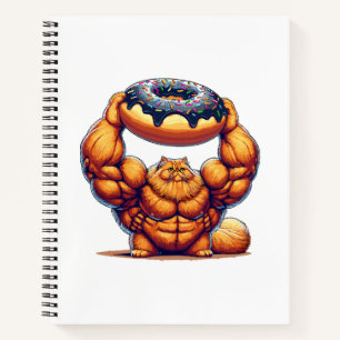 Carnet Chat Musclé qui Soulève un Beignet