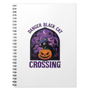 Carnet Chat Noir Dangereux Traverse Halloween Citrouille