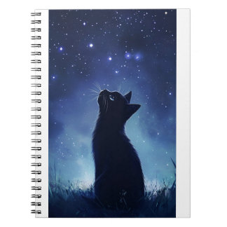 Carnet Chat noir dans la prairie magique Starlit
