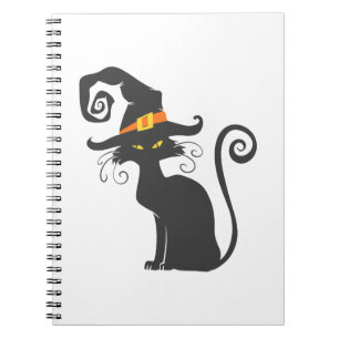 Carnet Chat noir mignon dans un casquette sorcier - Chois