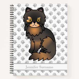 Carnet Chat Persan cartoon tortie Point & texte personnal