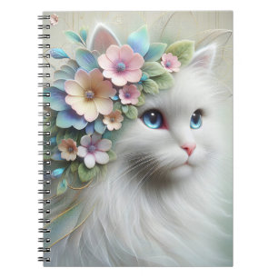 Carnet Chat Perse Avec Laurel Floral