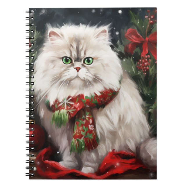 Carnet Chat perse en Noël de neige (Devant)