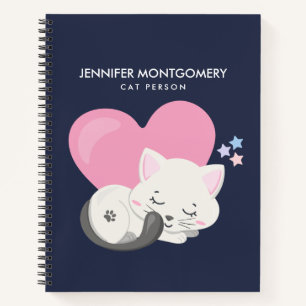 Carnet Chat Personne Texte Mignon Chatte Blanche Endormie
