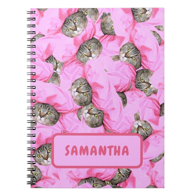 Carnet Chat rose Funny personnalisé (Devant)