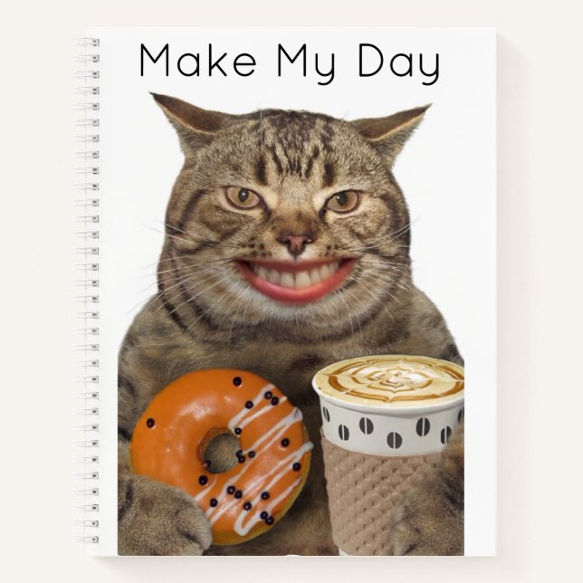 Carnet Chat sot avec beigne et café Personnalisé (Devant)