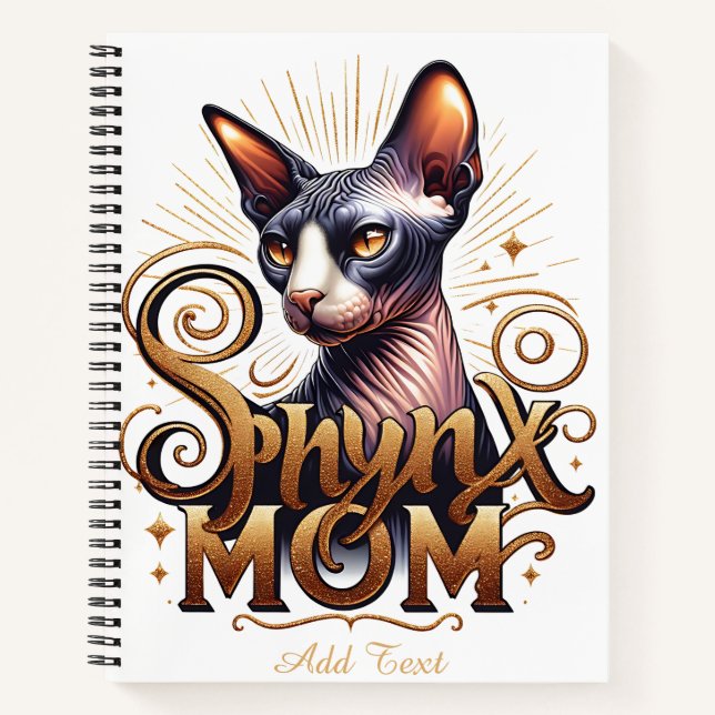 Carnet Chat Sphynx Personnalisé Maman Fête des Mères  (Devant)