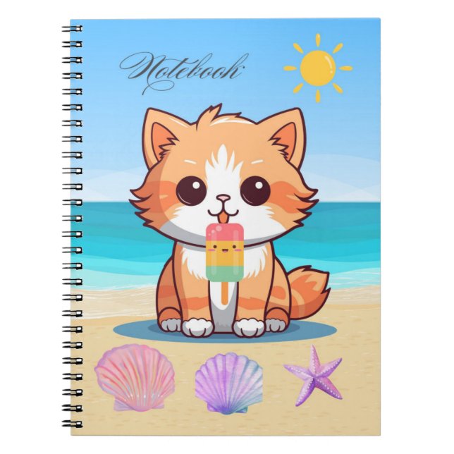 Carnet Chat sur la plage  (Devant)