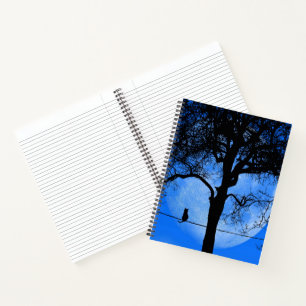 Carnet Chat sur une lune bleue fil