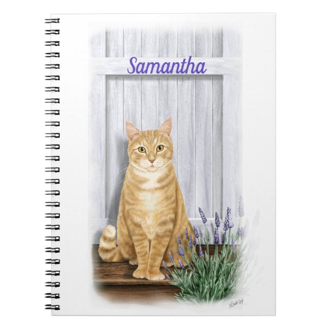 Carnet Chat Tabby Orange avec Lavande (Devant)
