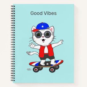 Carnet Chat tigré patineur drôle