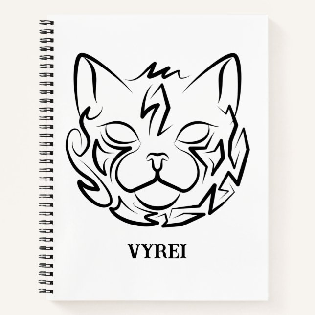 Carnet Chat tribal noir et blanc (Devant)