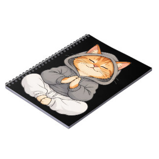 Carnet Chat Zen en capuche – Joli chat de dessin animé en
