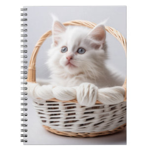 Carnet Chaton blanc dans une panier
