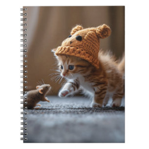 Carnet Chaton jouant avec une petite souris