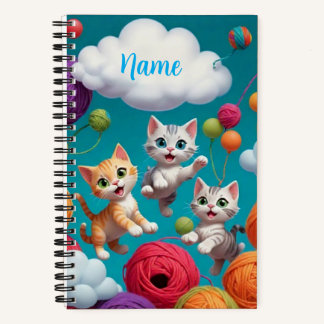 Carnet Chatons et fil à nom personnalisé