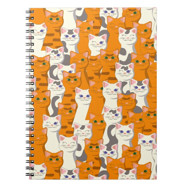 Carnet Chats blancs et gingembre motif yeux verts yeux bl (Devant)