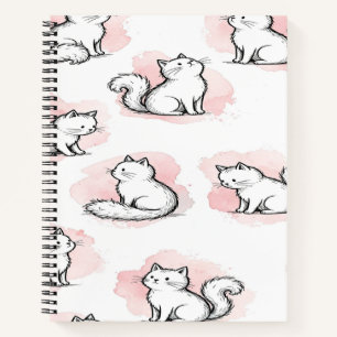 Carnet Chats Blancs Mignons Motif Aquarelle Rose Chat Kaw