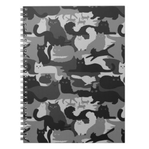 Carnet Chats Camouflés Gris Motif Chats Kitty Gris Camo
