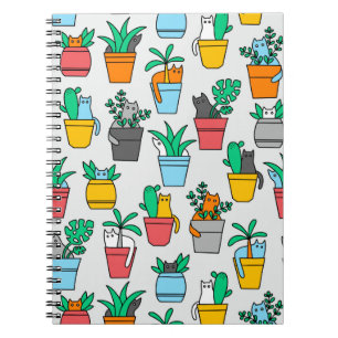 Carnet Chats dans les pots à fleurs
