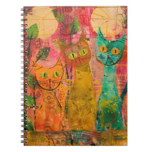 Carnet Chats d'aquarelle de Boho - Art de la féline terre
