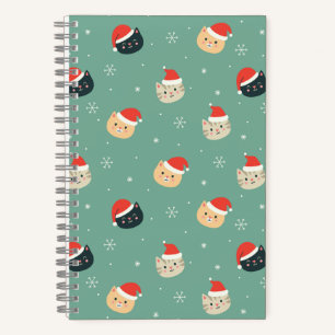 Carnet Chats de Noël en chapeaux de Noël motif