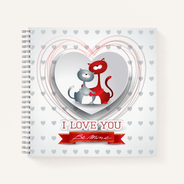 Carnet Chats en amour avec coeur (Devant)