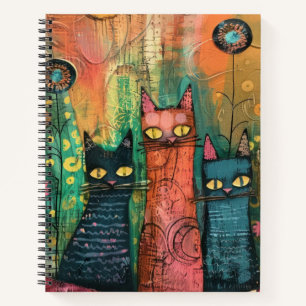 Carnet Chats en aquarelle Boho - Earthy Feline Art