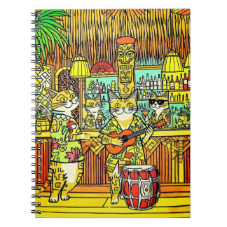 Carnet Chats en vacances sur une île dans un bar Tiki