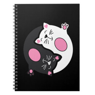 Carnet Chats endormis Yin Yang en noir et blanc