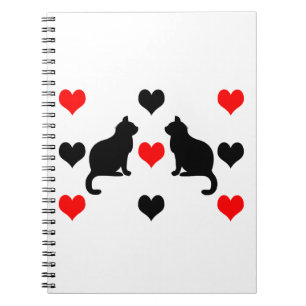 Carnet Chats et motifs de coeur