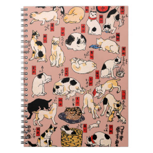 Carnet chats japonais Ukiyo-e Funny kitty