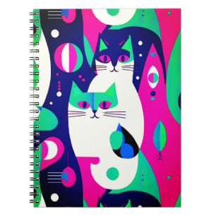 Carnet Chats modernes du milieu du siècle sur un Arrière