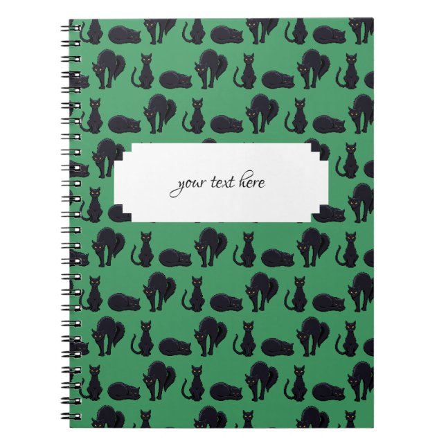 Carnet Chats Noirs Blocs Halloween Pixel Art Motif (Devant)